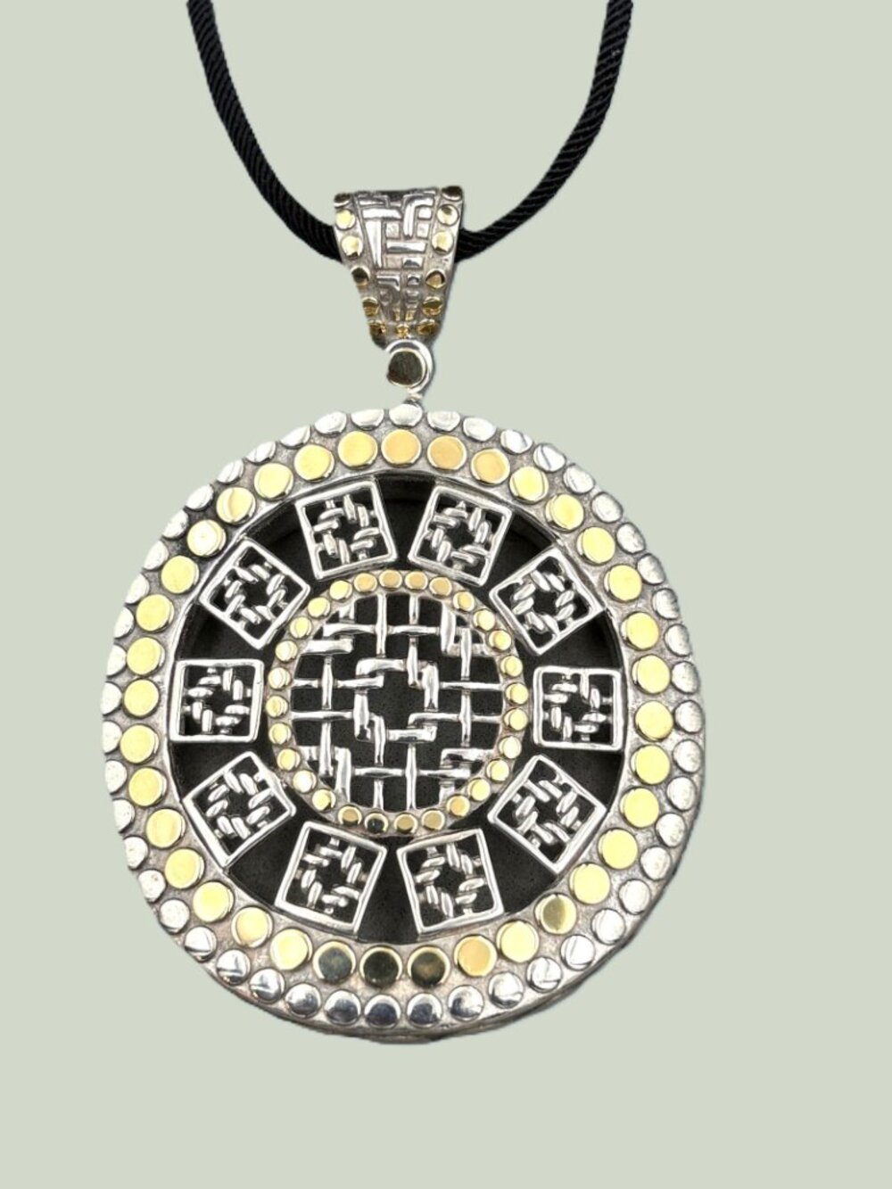 John Hardy Large Silang Sterling Silver 18k Gold Pendant Necklace